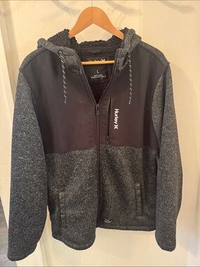 Hurley Black & Charcoal Heather Zip-Up Hoodie